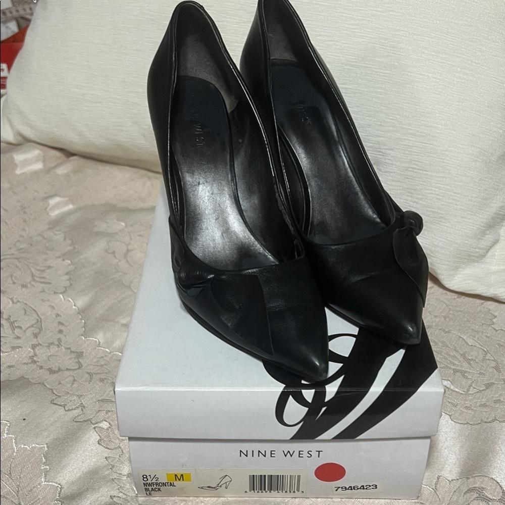 Nine West Black Leather Heels